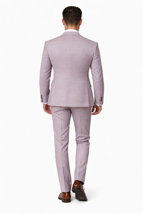 Rossiman Sharkskin Gray Plaid Suit - Double-Breasted Windowpane Suit for Men - Italian Tailored Elegance by USA Men's Outlet