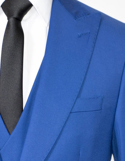 Royal Blue 3-Piece Slim-Fit Suit with Gold Buttons