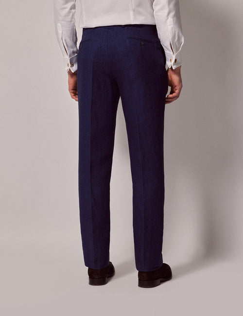 Mens Linen Suit For Beach Wedding - Summer Suit in Royal Blue Herringbone - Men's Tuxedo USA
