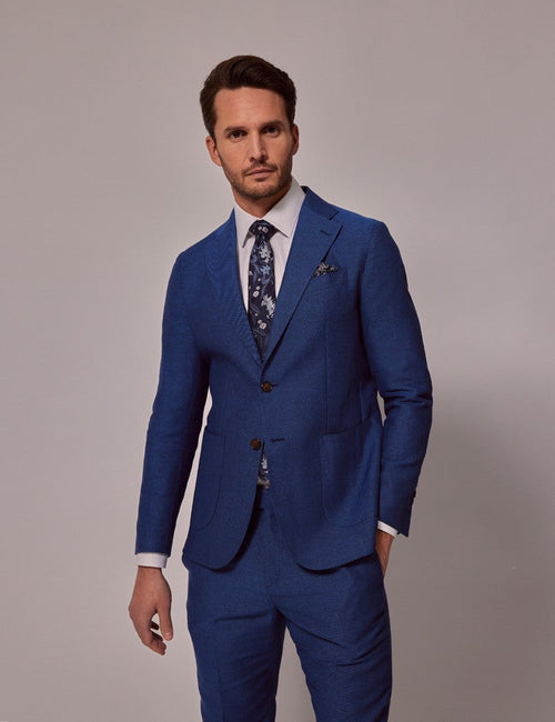Mens Linen Suit For Beach Wedding - Summer Slim Suit in Royal Blue - Men's Tuxedo USA