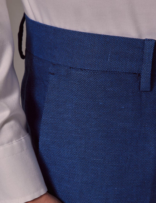 Mens Linen Suit For Beach Wedding - Summer Slim Suit in Royal Blue - Men's Tuxedo USA