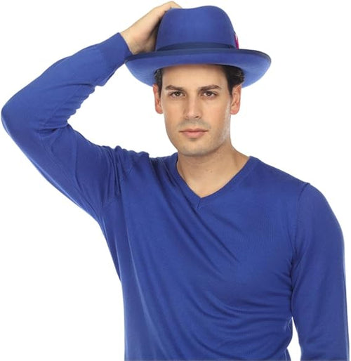 Premium Godfather Hat - Homburg Hat - Men's Homburg Royal Blue by USA Men's Outlet