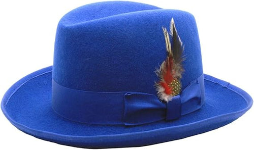 Premium Godfather Hat - Homburg Hat - Men's Homburg Royal Blue by USA Men's Outlet
