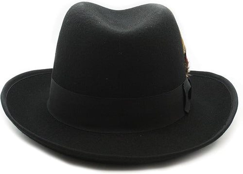 Premium Godfather Hat - Homburg Hat - Men's Homburg Black by USA Men's Outlet