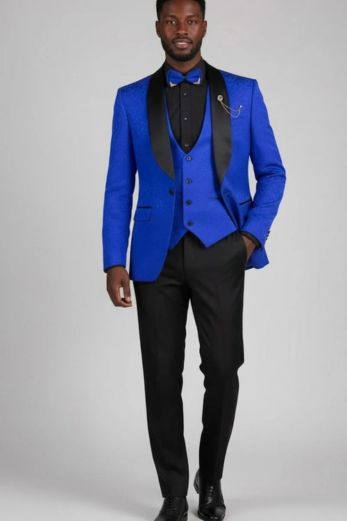 Royal Blue Vinci 1-Button Shawl Tuxedo