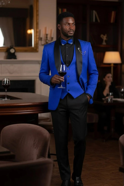 Royal Blue Vinci 1-Button Shawl Tuxedo