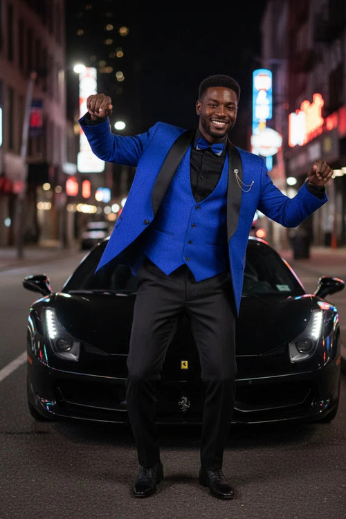 Royal Blue Vinci 1-Button Shawl Tuxedo