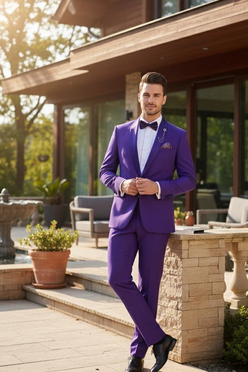 Royal Purple 1-Button Shawl Tuxedo