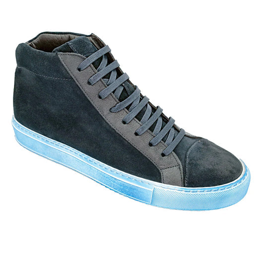 Men's Belvedere Ruben Waxed Suede Hightop Dress Sneaker in Blue – SuitUSA
