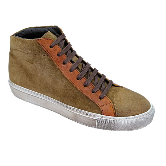 Men's Belvedere Ruben Waxed Suede Hightop Dress Sneaker in Cognac – SuitUSA