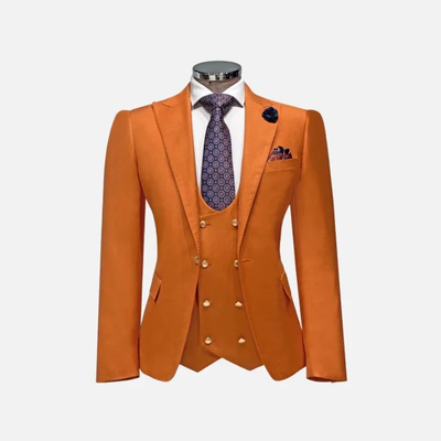 Rossi Man Rust Mens Slim Fit Suit Double Breast Vest Flat Front Pants