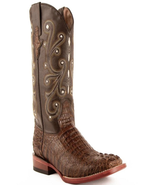 Men's Ferrini Caiman Crocodile Print Boots Handcrafted Rust Ferrini USA