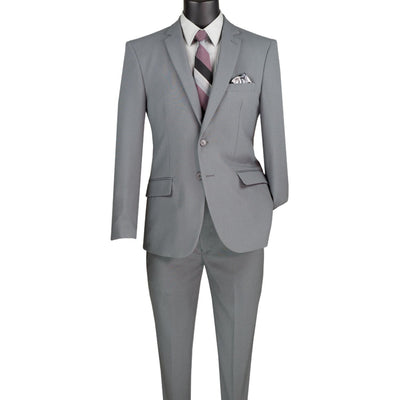 Men's medium grey 2-piece solid color slim fit suit