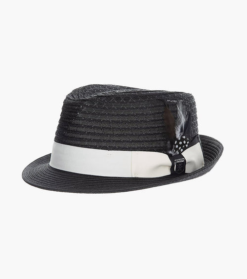 ZAYLEN FEDORA Paper Braided Pinch Front Hat