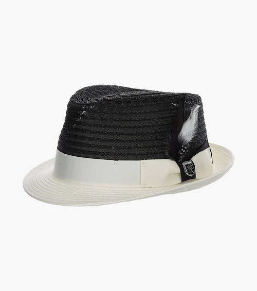 ZAYLEN FEDORA Paper Braided Pinch Front Hat