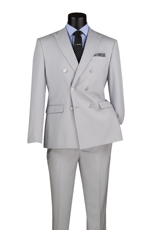 Peach Slim Fit Double Breasted 2 Piece Suit with Flexible Elastic Waistband by Vinci