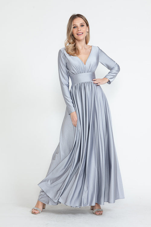 Mother Of The Bride Dress Stretchy Long Sleeve Formal Gown