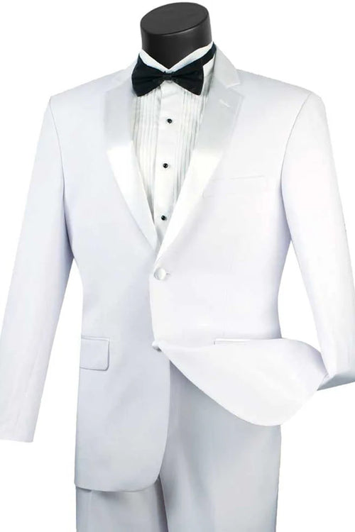 All White Mens Tuxedo - Wedding Suit - Mens 2 Button Slim Fit Notch Tuxedo In White - Men's Tuxedo USA
