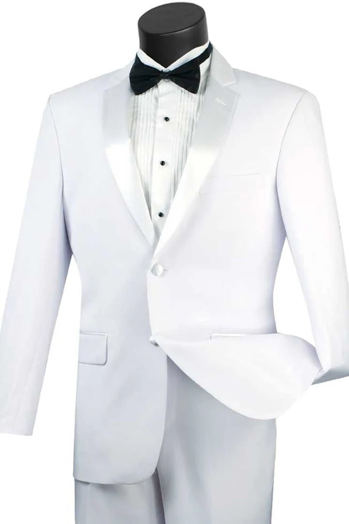 All White Mens Tuxedo - Wedding Suit - Mens 2 Button Slim Fit Notch Tuxedo In White - Men's Tuxedo USA