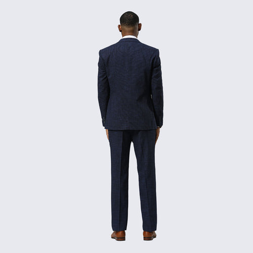 Navy Canvas Print Three Piece Suit By Stacy Adams - Wedding - Prom