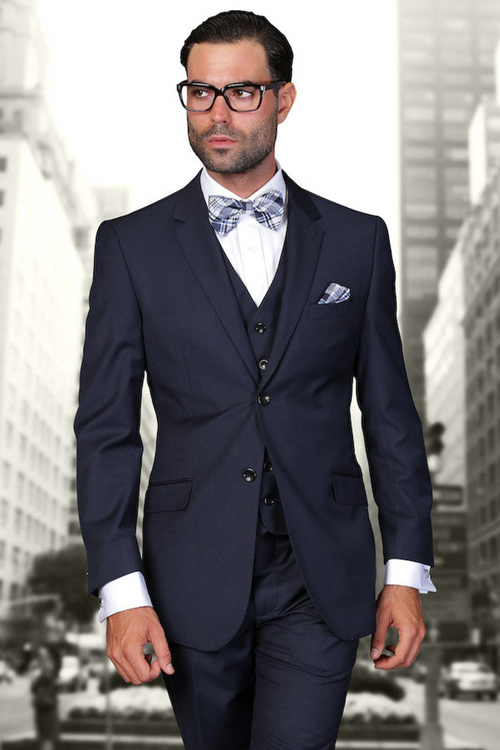 Men's Navy Vested Suit by Statement Suits