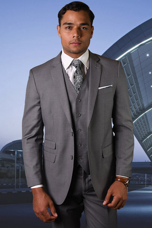 Men's Modern Grey Wool Suit by Statement Suits