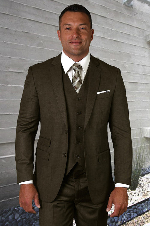 Men's Modern Taupe Wool Suit from Statement Suits