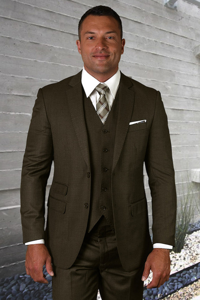 Men's Modern Taupe Wool Suit from Statement Suits