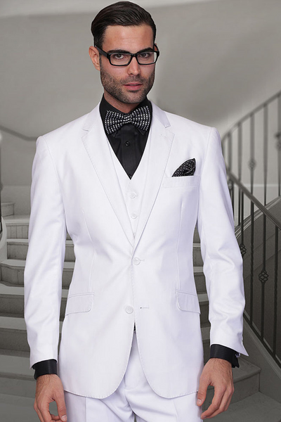 Men's Modern Fit White Woolvested Suit by Statement Suits