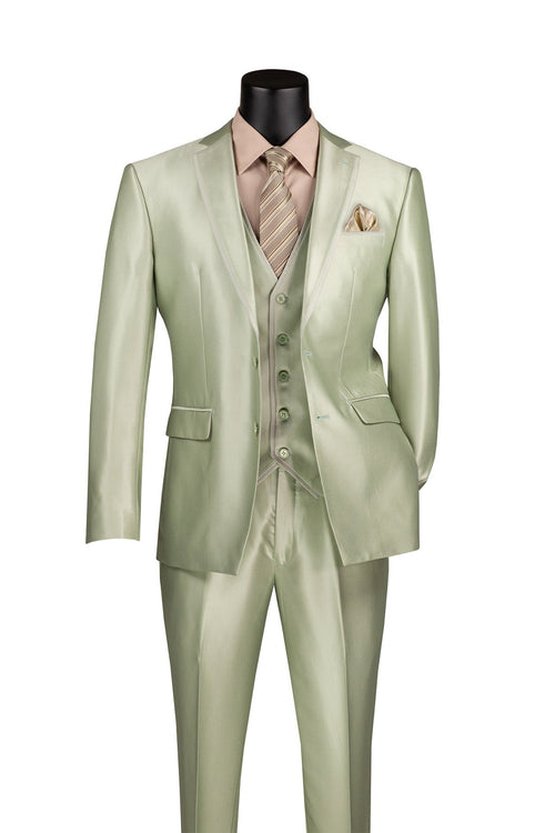 Slim Fit Tuxedo 3 Piece with Jacquard Pattern in Light Blue by Vinci