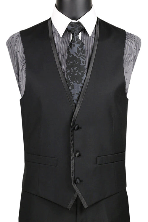 Atlantis Collection - Black Regular Fit Double Breasted 2 Piece Suit by Vinci