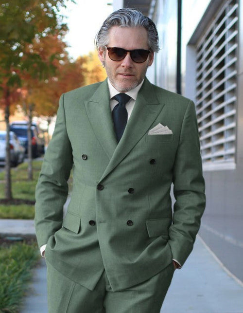 Sage Green Double Breasted Suit by USA Men's Outlet