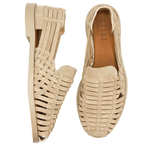 Zelli Sandali Woven Suede Huarache Loafer in Sand