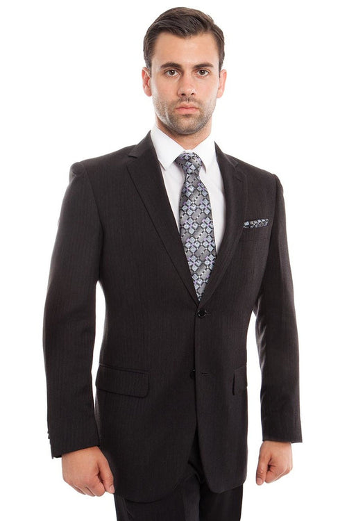 Men's Micro Tonal Pinstripe Suit in Grey by Tazio Suits