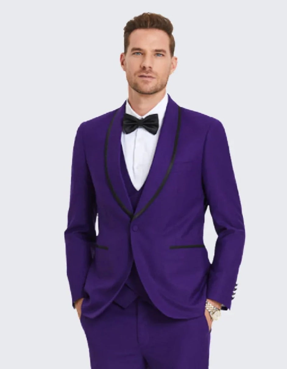 Purple Prom Suit - Purple Prom Outfit -Vested Purple Prom Tuxedo - Men's Tuxedo USA