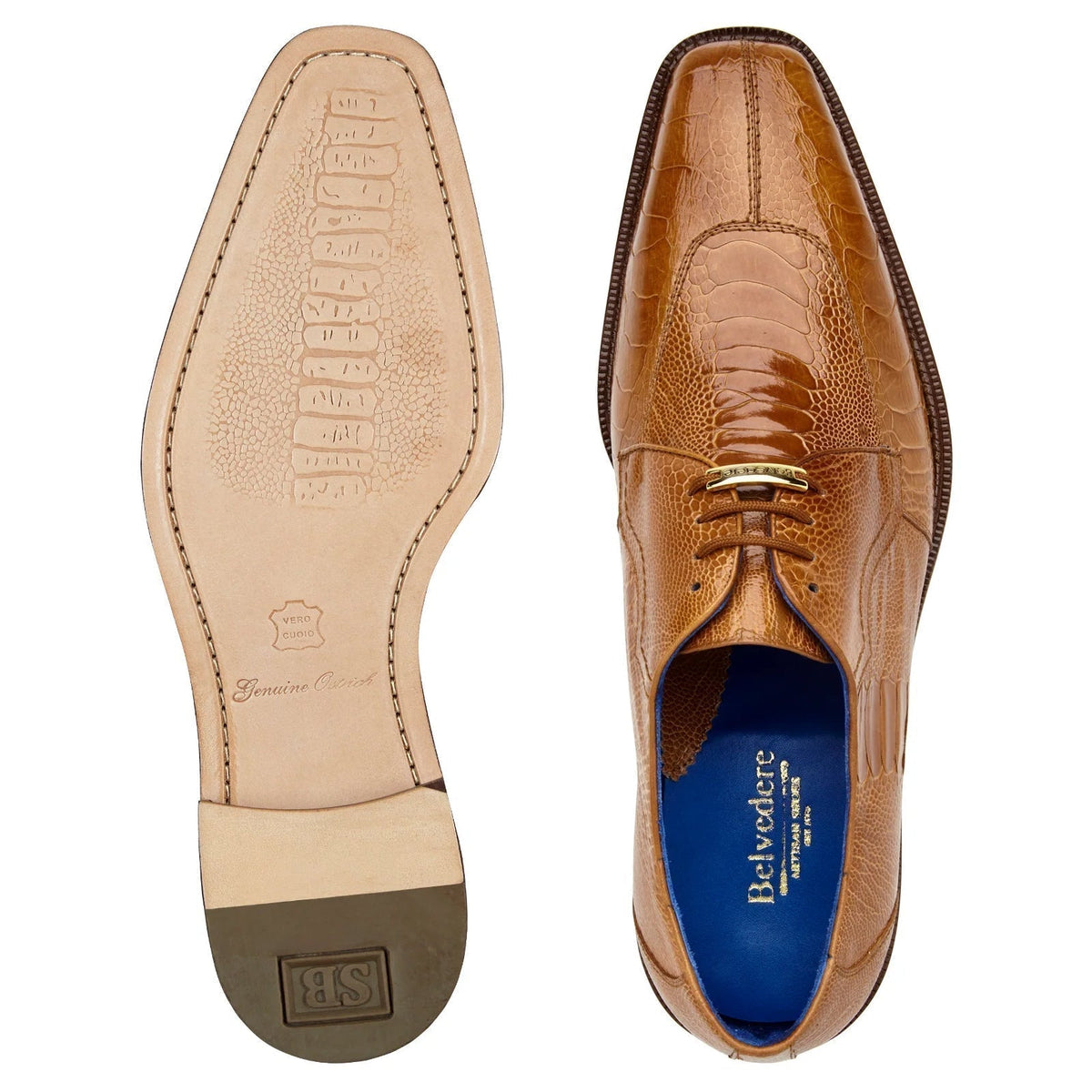 Belvedere - Siena, Genuine Ostrich Leg Dress Shoe - White - 1463