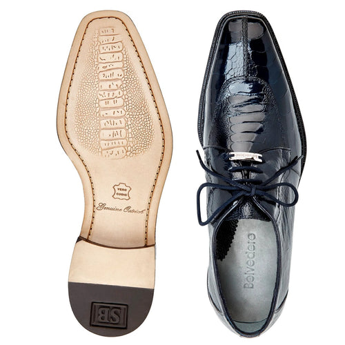 Men's Chapo Hornback Caiman Crocodile Dress Shoe in Black by Belvedere Shoes