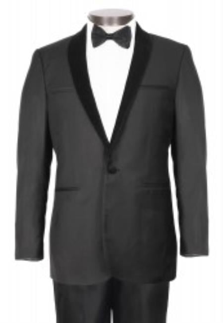 1 Button Black Stylish Velvet Shawl Lapel - Slim Fit – SuitUSA