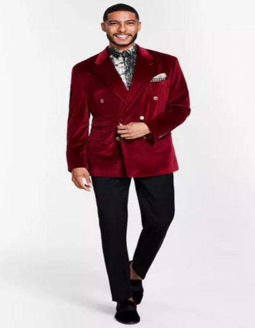 Mens Six Button Burgundy Velvet Tuxedo - Double Breasted Tuxedo by Men's Tuxedo USA
