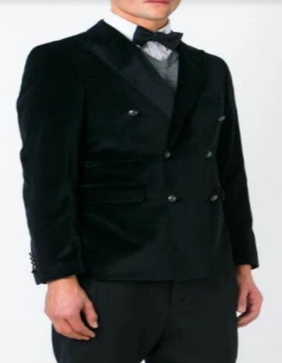 Double Breasted Six Button Green Velvet Tuxedo by Men's Tuxedo USA