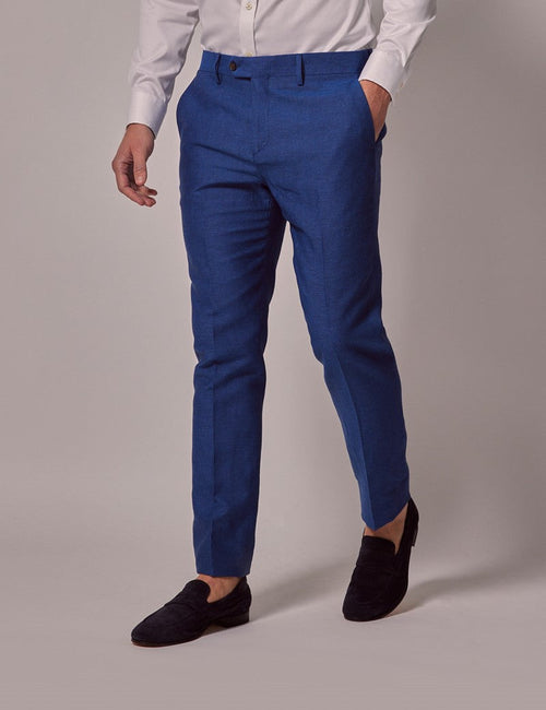 Mens Linen Suit For Beach Wedding - Summer Suit in Royal Blue Slim Fit - Men's Tuxedo USA
