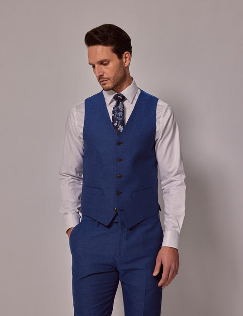 Mens Linen Suit For Beach Wedding - Summer Suit in Royal Blue Slim Fit - Men's Tuxedo USA