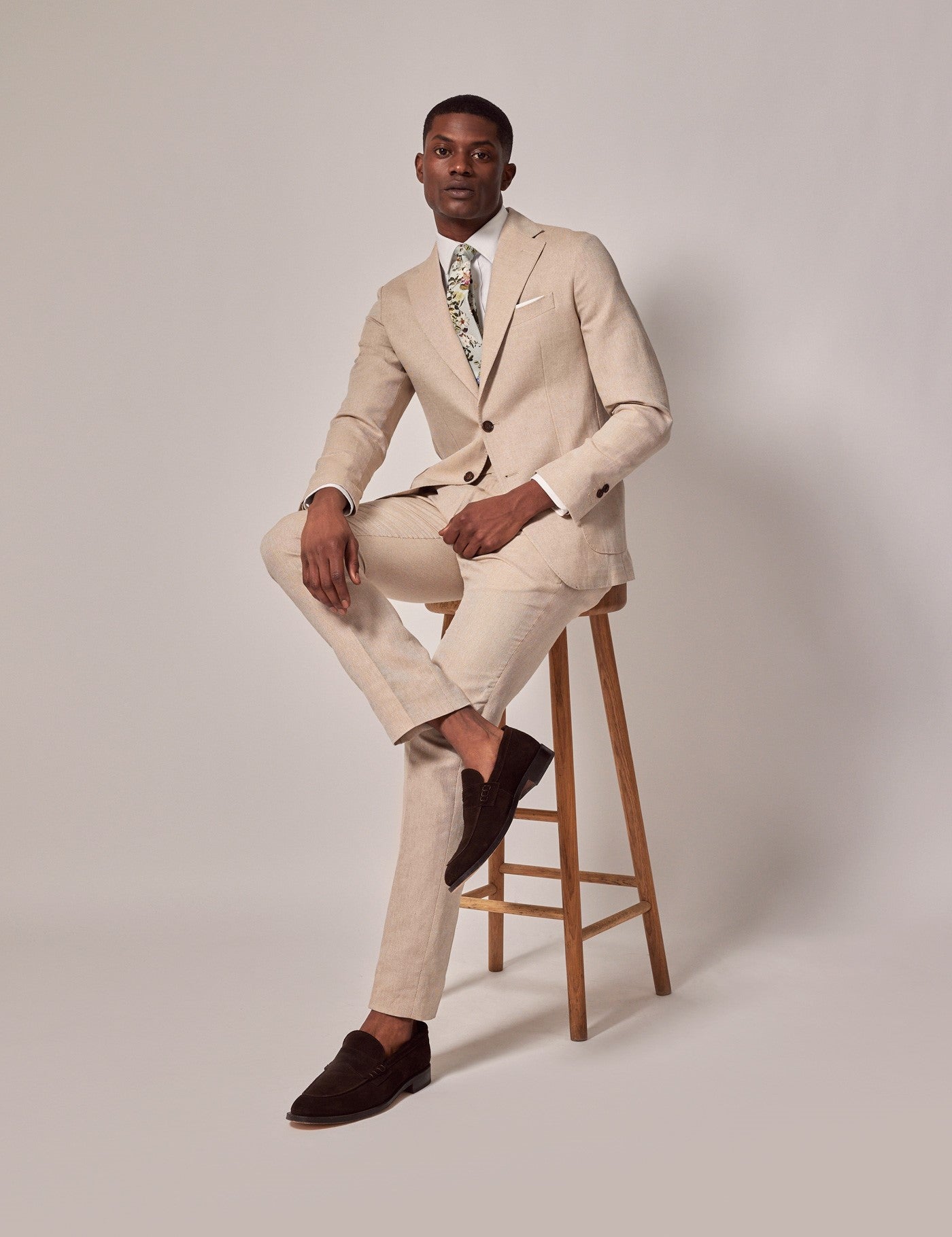 Mens Linen Suit For Beach Wedding - Summer Slim Suit in Stone - Men's Tuxedo USA