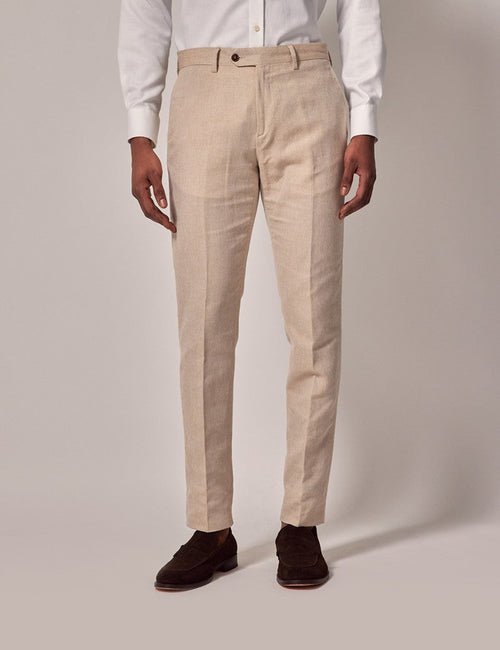 Mens Linen Suit For Beach Wedding - Summer Slim Suit in Stone - Men's Tuxedo USA
