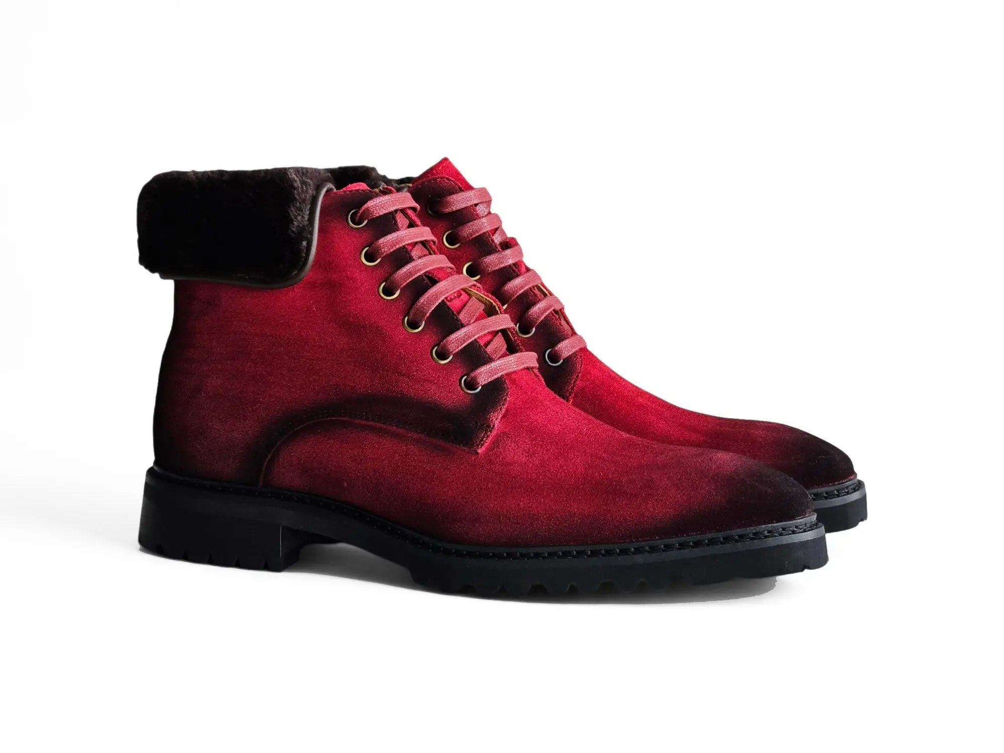 Suede Faux Shearling Combat Boot – SuitUSA