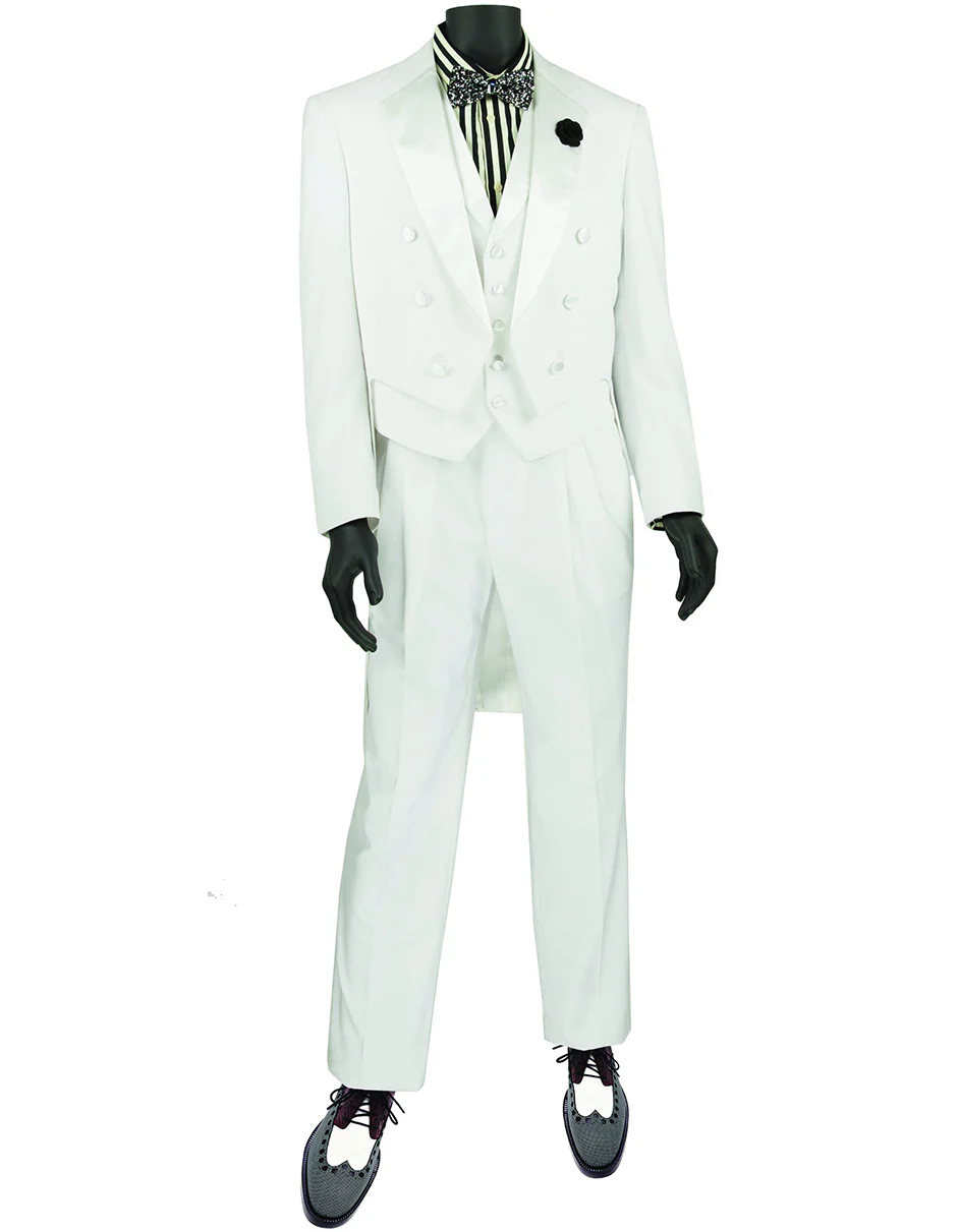 White Prom Suit - White Prom Tuxedo Suits - White Wedding Classic Tail Tuxedo