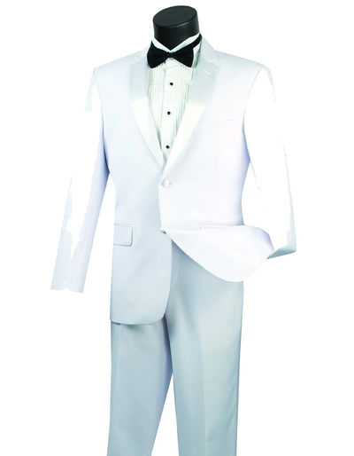 White Prom Suit - White Prom Tuxedo Suits - White Wedding Classic 2 Button Tuxedo by PROMTUXEDO
