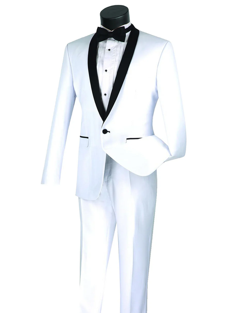 White Prom Suit - White Prom Tuxedo Suits - White Wedding Fit Shawl Tuxedo
