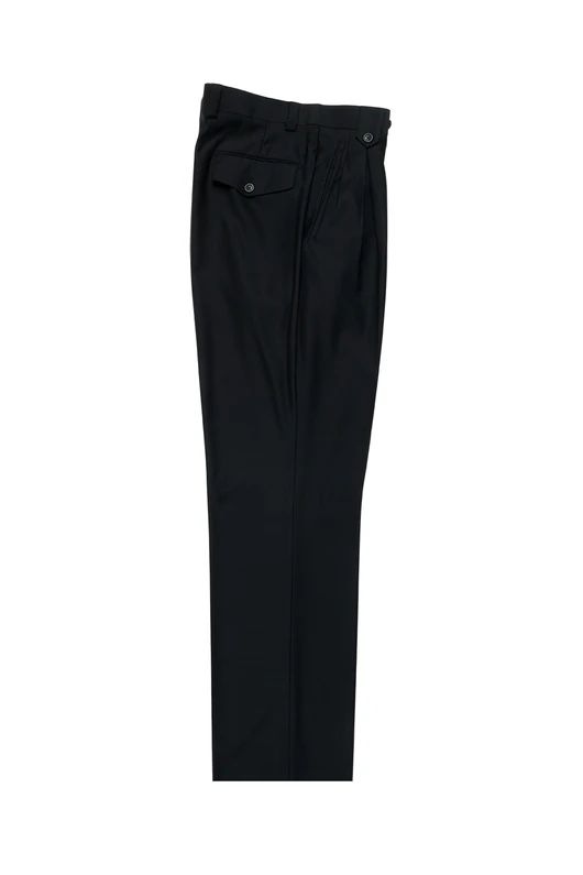 Tiglio Luxe Black Wide Leg, Pure Wool Dress Pants 2576 TIG1001 ā SuitUSA