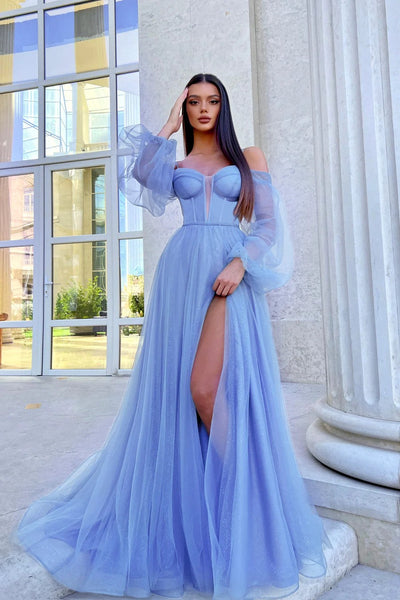 Tina Holly TK130 Wedding Prom Ball A-Line Off-Shoulder Mesh Dress